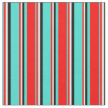 [ Thumbnail: Turquoise, Red, White, and Black Pattern Fabric ]