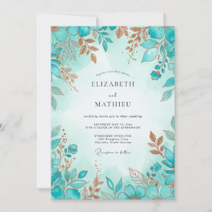 Turquoise Refined Winter Wedding Invitation