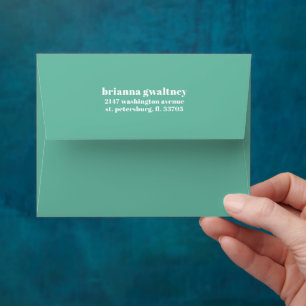 Turquoise Retro Floral Colorful Return Address Envelope