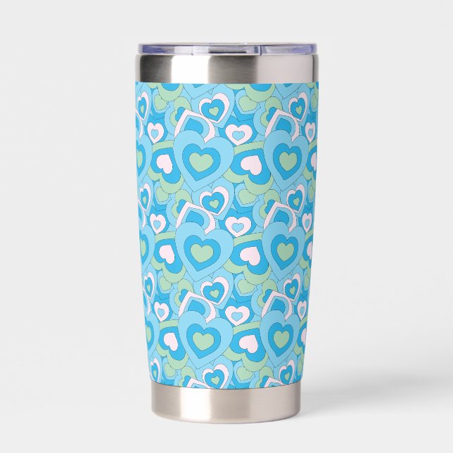 Turquoise Retro Heart Tumbler (Front)