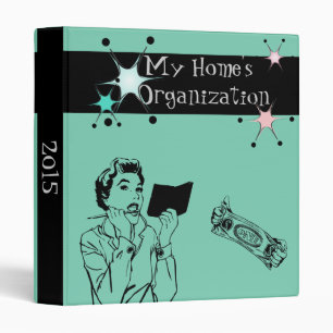 Turquoise Retro Home Organization Binder