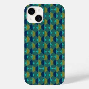 Turquoise Retro Ovals and Semi-Circles Case-Mate iPhone 14 Case