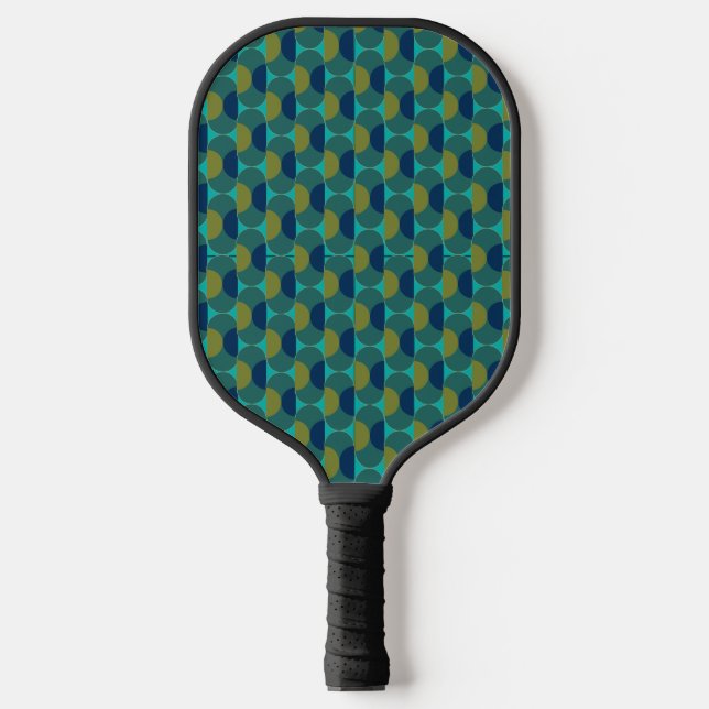 Turquoise Retro Ovals and Semi-Circles Pickleball Paddle (Front)