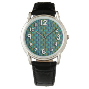 Turquoise Retro Ovals and Semi-Circles Watch