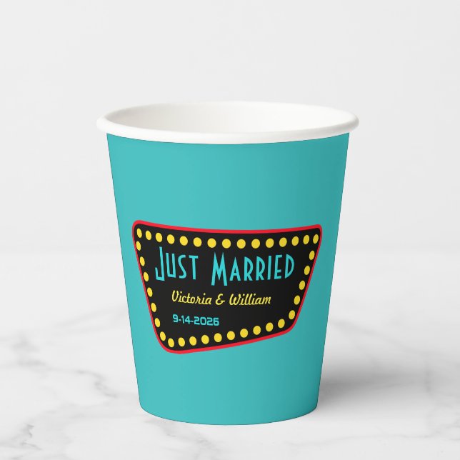 Turquoise Retro Sign Paper Cups  (Front)