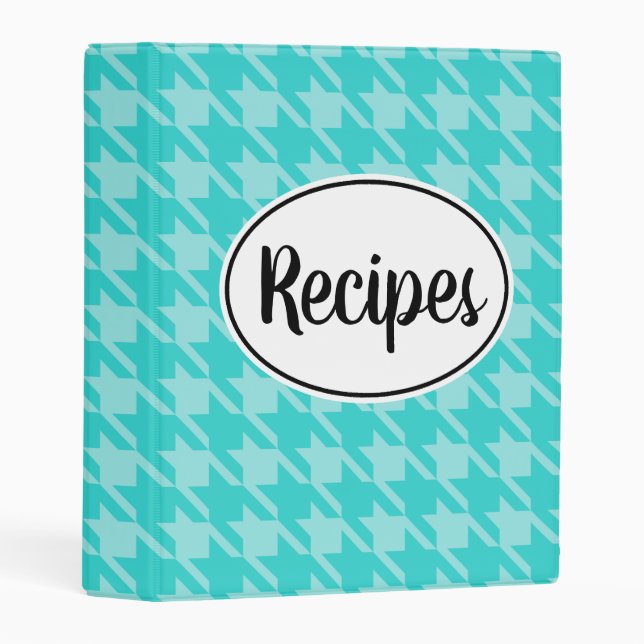 Turquoise Retro Small Recipe Organizer Binder Gift (Front/Spine)