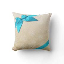 Turquoise Ribbon on Ivory Stars Background