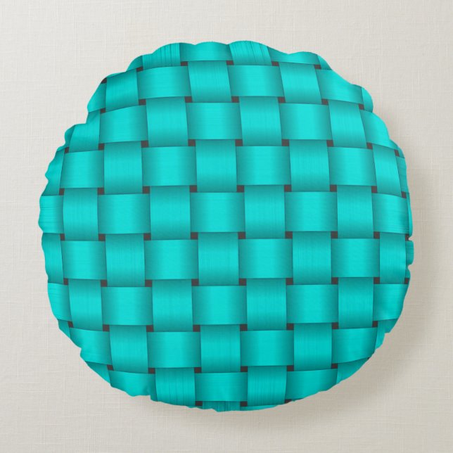 Turquoise Ribbon Round Pillow (Front)