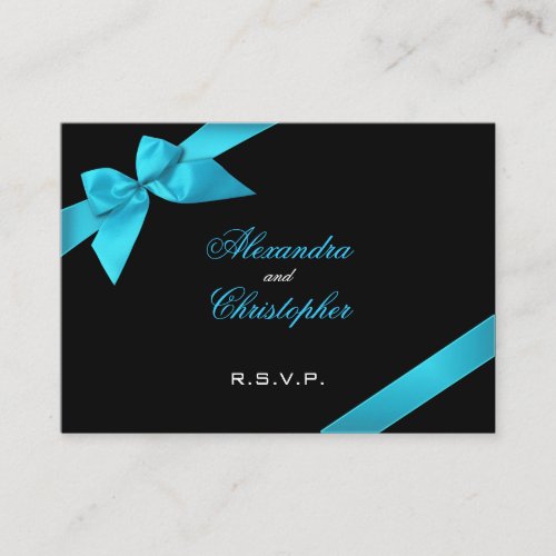 Turquoise Ribbon RSVP Minicard Business Card Templates