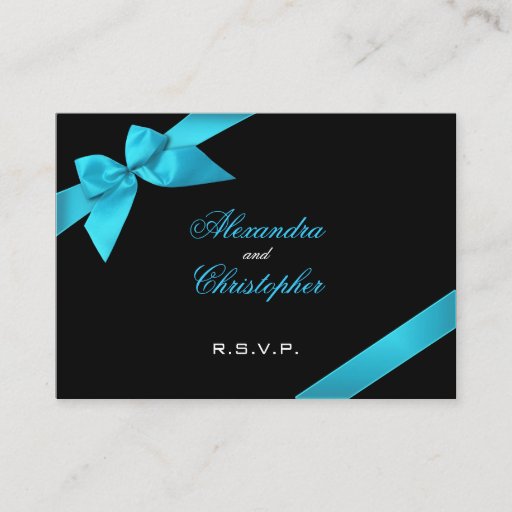 Customizable Turquoise Ribbon RSVP Minicard Business Card Templates