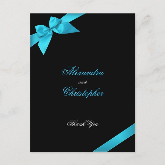 Turquoise Ribbon Thank You Postcard (Front)