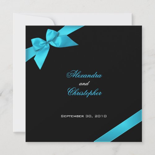 Turquoise Ribbon Wedding Invitation Announcement