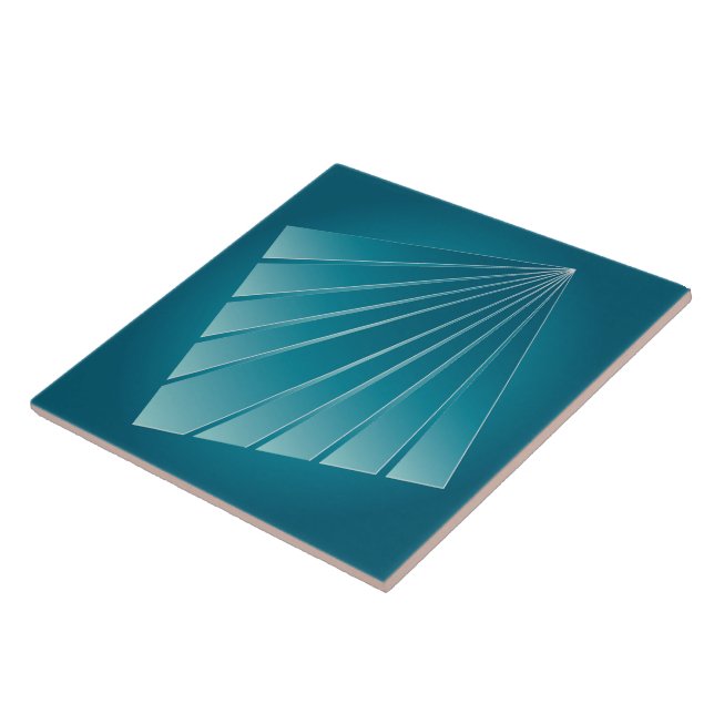 Turquoise ribbons ceramic tile (Side)