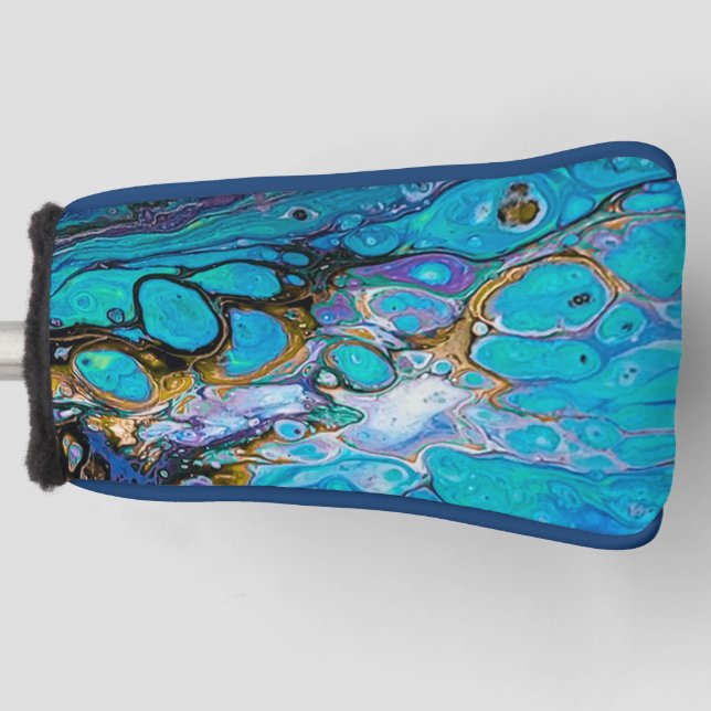 Turquoise River water and stones abstract art Golf Head Cover (Front)