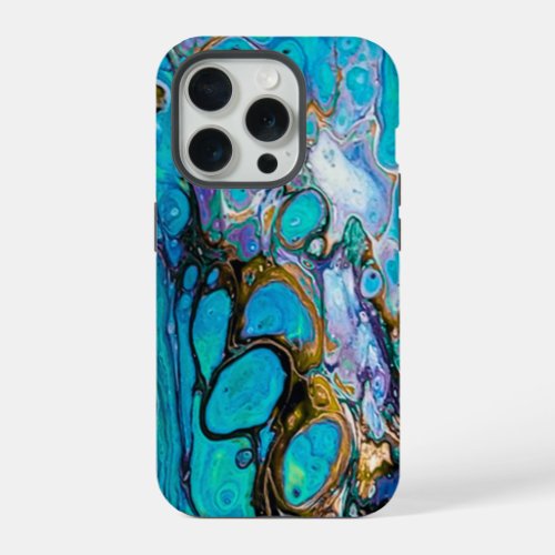 Turquoise River water and stones abstract art iPhone 15 Pro Case