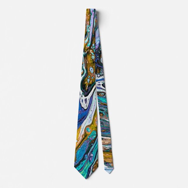 Turquoise River water and stones abstract art  Neck Tie (Front)
