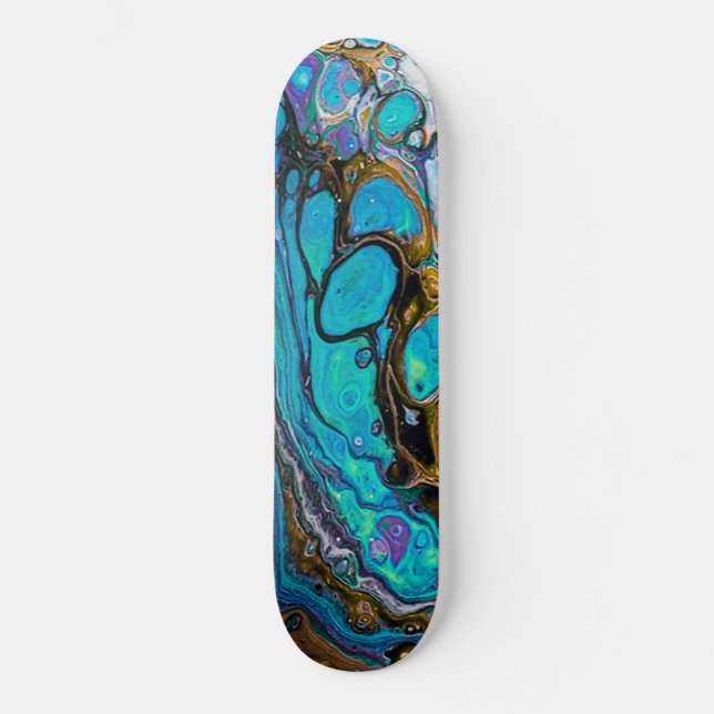 Turquoise River water and stones abstract art Skateboard (Front)