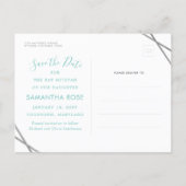 Turquoise Robin Egg Blue Bat Mitzvah Save the Date Announcement Postcard (Back)