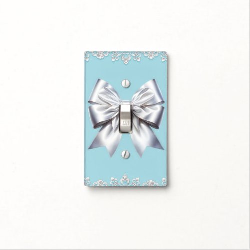 Turquoise Robins Egg Blue Big White Bow Bridal  Light Switch Cover