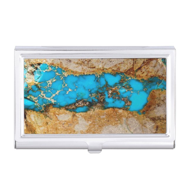 Turquoise Rock 1 Business Card Holder (Front)