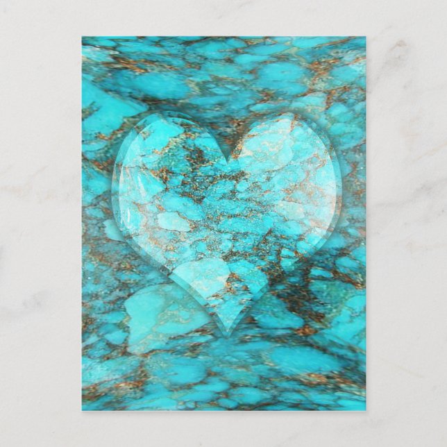 Turquoise Rock Heart Postcard (Front)
