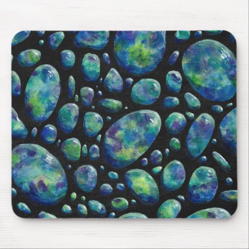 Turquoise Rocks in Space Original Artwork Mouse Pad