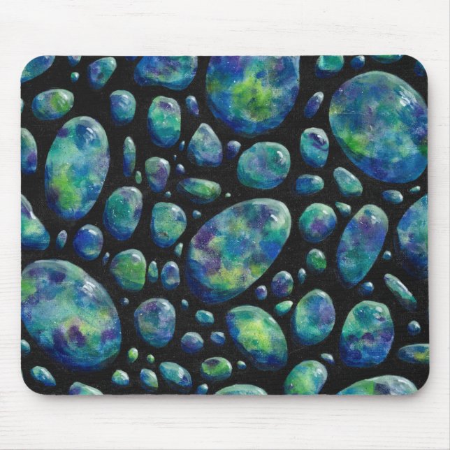 Turquoise Rocks in Space Original Artwork Mouse Pad (Front)