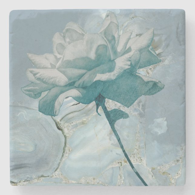 Turquoise Rose Abstract Coaster (Front)