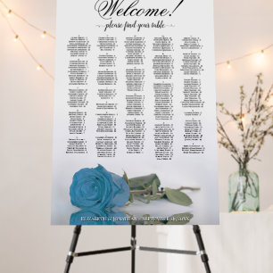 Turquoise Rose Alphabetical Seating Chart Welcome Foam Board