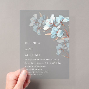 Turquoise Rose Gold Artistic Flowers Invitation