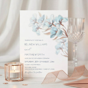 Turquoise Rose Gold Artistic Flowers Invitation