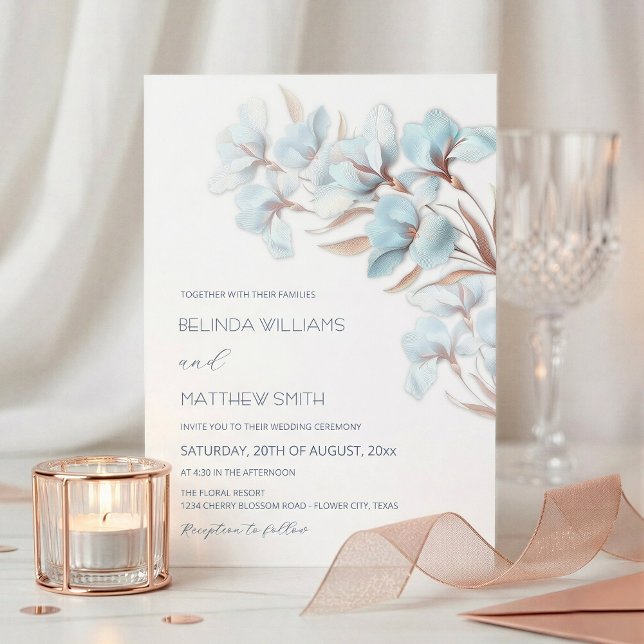 Turquoise Rose Gold Artistic Flowers  Invitation (Creator Uploaded)