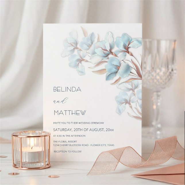 Turquoise Rose Gold Artistic Flowers  Invitation (Creator Uploaded)