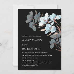 Turquoise Rose Gold Artistic Flowers Invitation