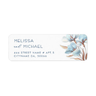 Turquoise Rose Gold Flower Wedding Label