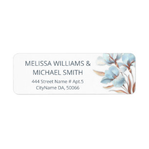 Turquoise Rose Gold Flower Wedding Label