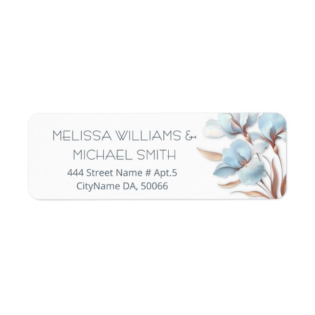 Turquoise Rose Gold Flower |  Wedding Label (Front)