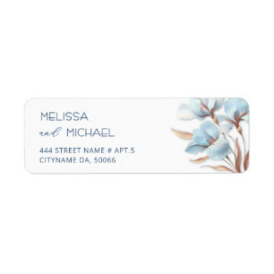 Turquoise Rose Gold Flower Wedding Label