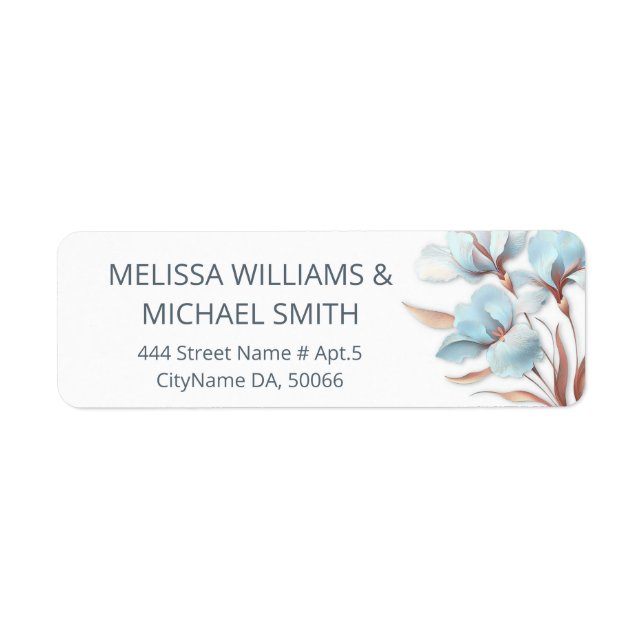 Turquoise Rose Gold Flower |  Wedding Label (Front)