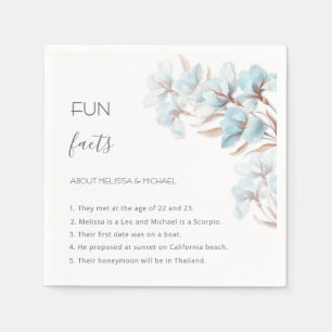 Turquoise Rose Gold Flowers Fun Facts Wedding Napkins