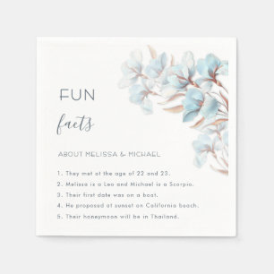 Turquoise Rose Gold Flowers Fun Facts Wedding Napkins
