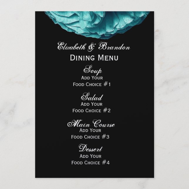 Turquoise Rose Wedding Menu (Front)