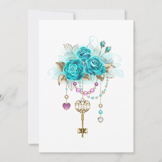 Turquoise Roses with Keys (Front)