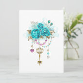 Turquoise Roses with Keys (Standing Front)