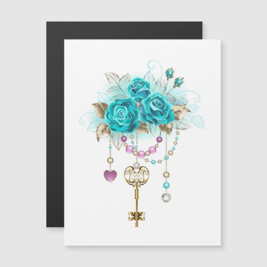 Turquoise Roses with Keys (Front/Back)