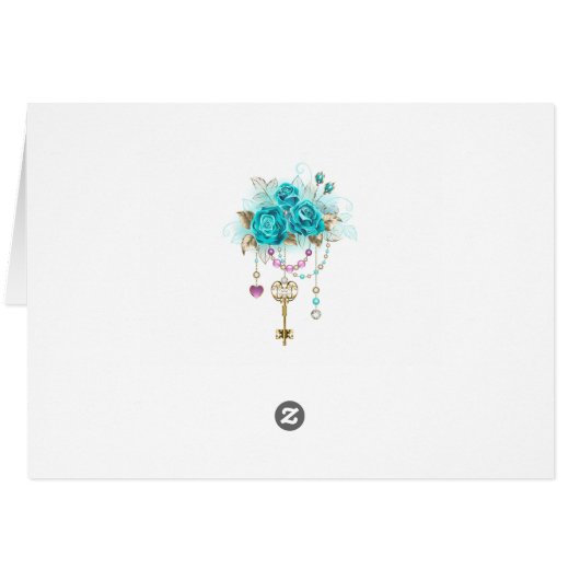 Turquoise Roses with Keys (Back Horizontal)