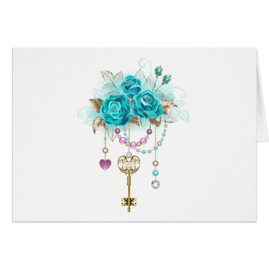 Turquoise Roses with Keys (Front Horizontal)
