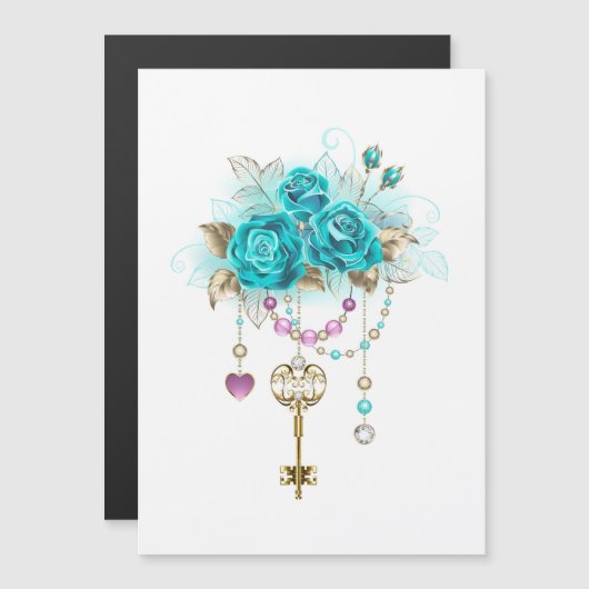 Turquoise Roses with Keys (Front/Back)