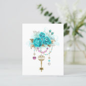 Turquoise Roses with Keys (Standing Front)