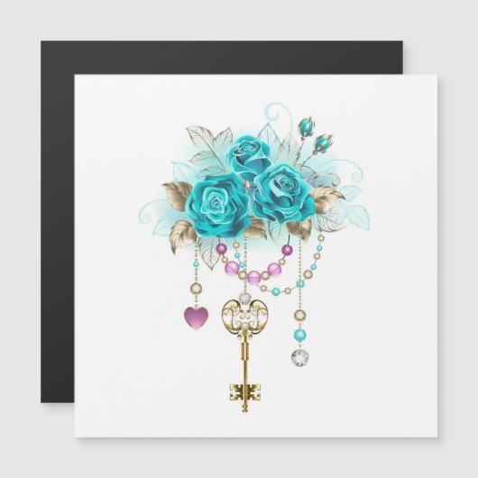 Turquoise Roses with Keys (Front/Back)